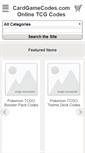 Mobile Screenshot of cardgamecodes.com